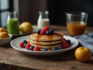 Panqueca fit com whey e morangos: lanche leve e refrescante