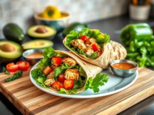 Wrap Integral Energético com Frango e Alface