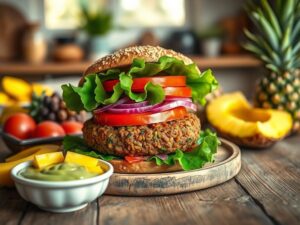 Hambúrguer de Lentilha Tropical