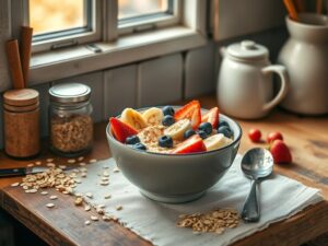 Mingau de Aveia Energético com Canela e Frutas