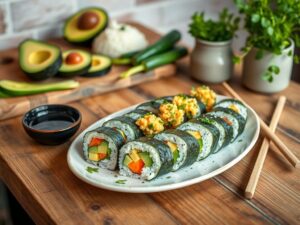 Sushi Vegano de Primavera com Abacate e Pepino