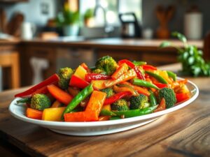 Stir Fry de Vegetais Coloridos com Molho Shoyu